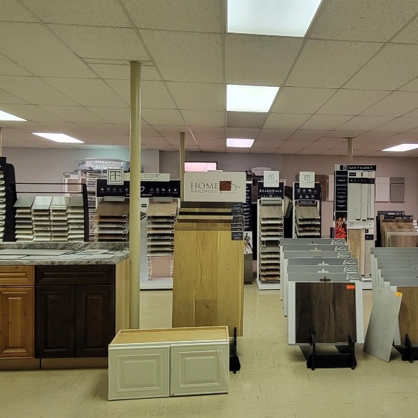 Showroom with cabinets and flooring